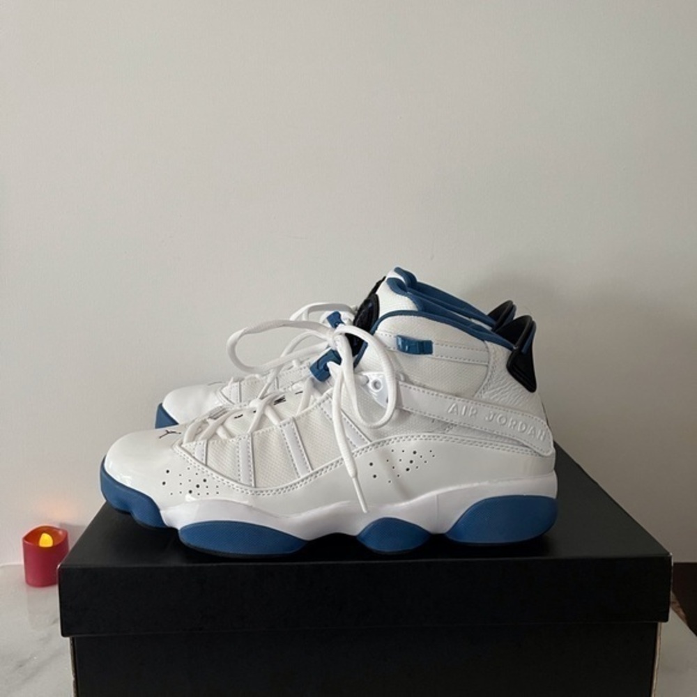 Nike Air Jordan 6 Rings White Marina Blue | size 10| 322992 114